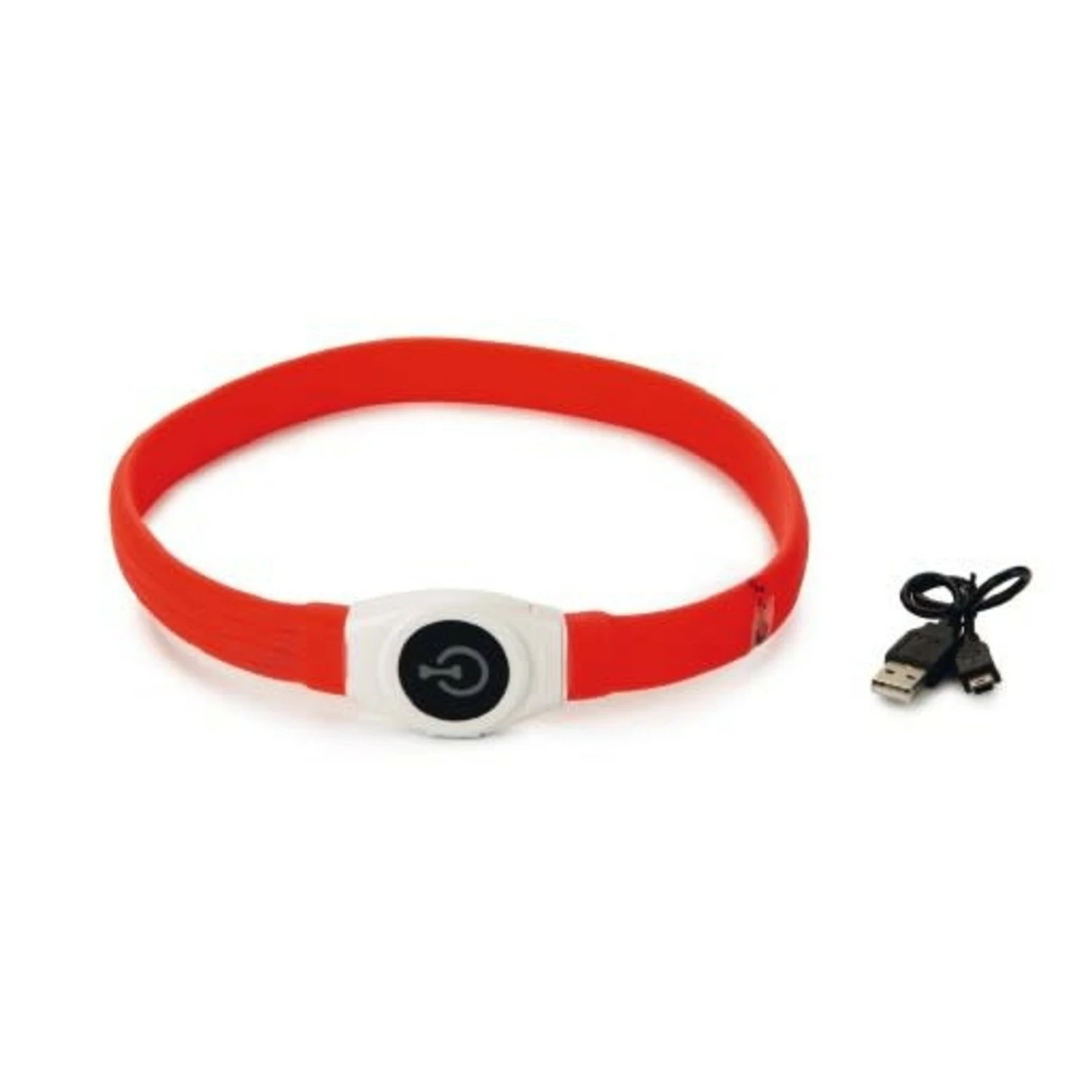 Beeztees Brede LED Halsband Hond - Verstelbaar - 65 X 2.5 Cm - Rood - Lichtgevende Halsband